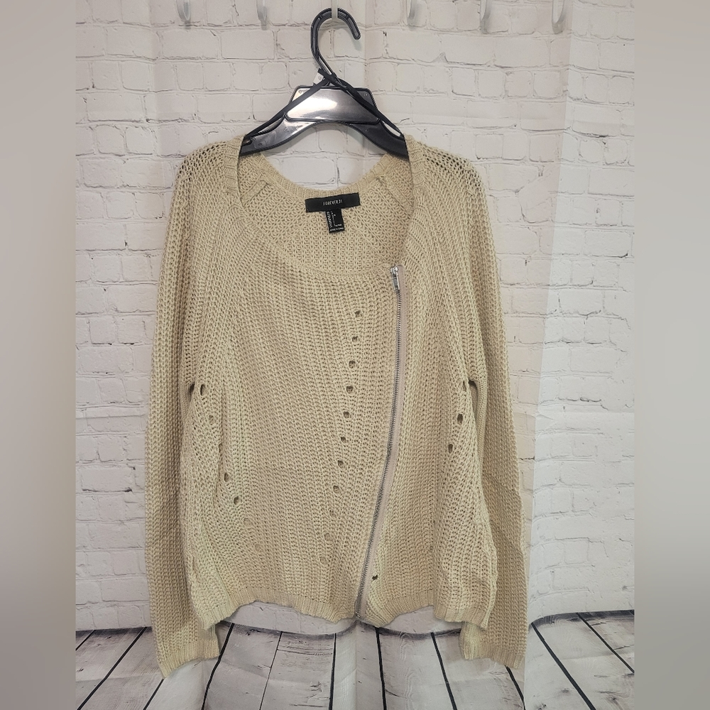 Pre-owned Forever 21 Zipper Sweater Size L